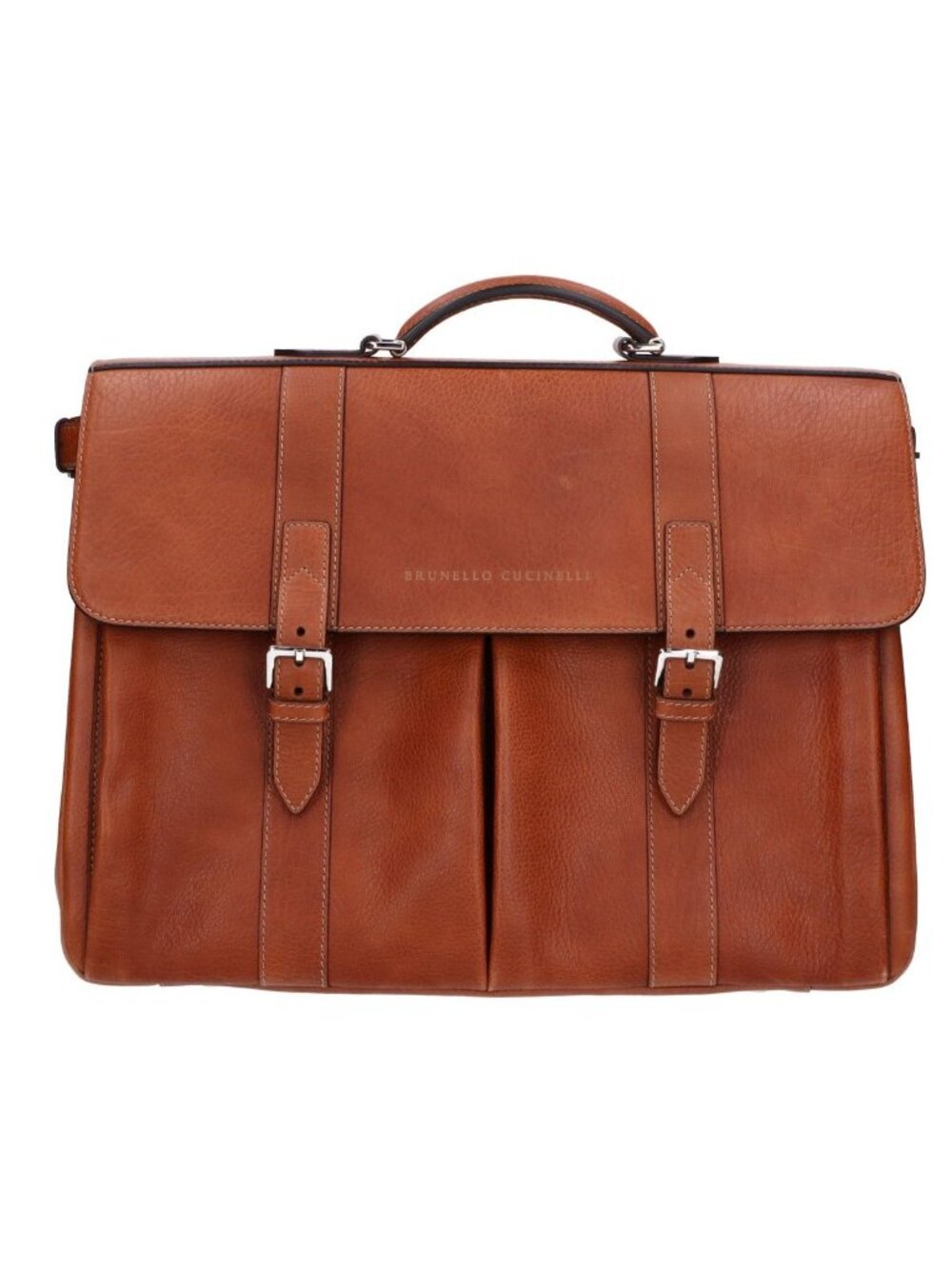 Brunello Cucinelli Gray Leather Briefcase Business